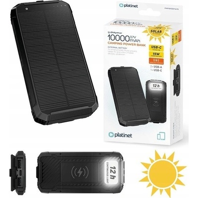 Platinet PMPB10SPW15 10000mAh 15W слънчева батерия Power Bank черна (PMPB10SPW15)