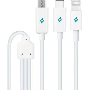 Image 1 of Ttec Кабел ttec - Trio, USB-A/USB-C/Lightning/Micro USB, 1.2 m, бял (8694470613925)
