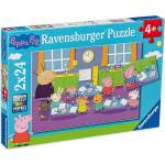 Ravensburger Пъзел Ravensburger от 2 x 24 части - Прасенцето Пепа в училище (09099) - baby