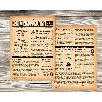 Noviny k narozeninám 1939 - dvoustranné