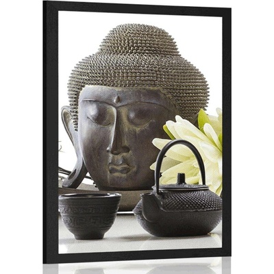 Plakát wellness zátiší s Buddhou - 30x45 white