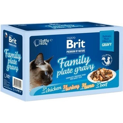 4ks BRIT Premium Cat Delicate Fillets in Gravy Family Plate 12x85 g