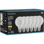 Mexen Vintis 6x Крушка LED с нажежаема жичка E27, G80, 6W, Топла - 2700K, 720 lm, прозрачна (L155-E27-0627-00x06)