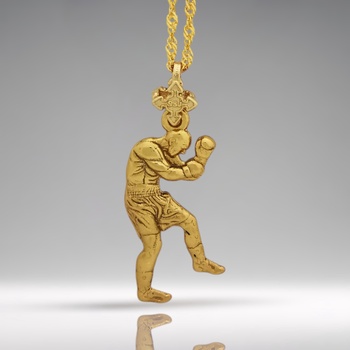 Image 1 of Боксьор - Мъжки спортен медальон за бойци, боксьори и mma атлети от сребро 925 с позлатено покритие - Ръчно изработено бижу талисман за бойни изкуства - ssj