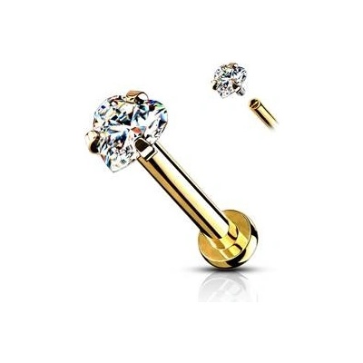 Šperky4U piercing do brady labreta cartilge čirá LB1095GD-1206