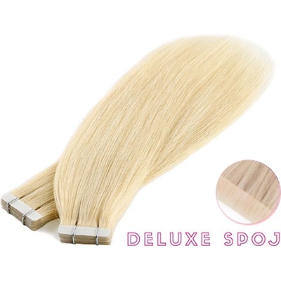 Deluxe neviditelné vlasové PU pásky tape in na prodlužování vlasů 60cm 613 nejsvětlejší blond