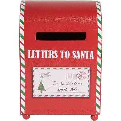 Clayre & Eef Červená kovová dekorační schránka Letters to Santa - 14*13*19 cm