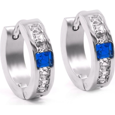 BRUNOshop.cz Náušnice kroužky s kamínky MODRÉ S3892