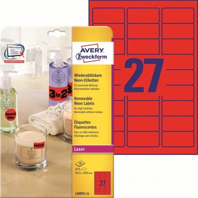 Avery Zweckform 25 listů, A4, červené L6003-25