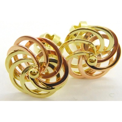 Klenoty Budín dámské zlaté náušnice s růžového a žlutého zlata na šroubek 231040331