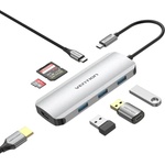 Vention Докинг станция Vention TOJHB, USB-C, HDMI, 3x USB-A, PD 100W, сив (TOJHB)