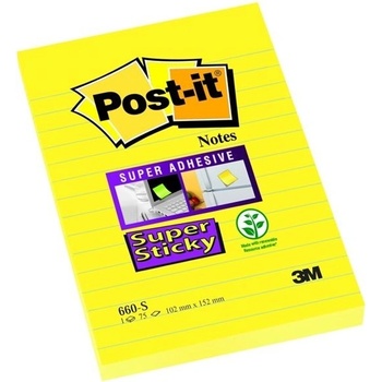 3M Bloček Post-it Super Sticky 102x152 žltý linajky