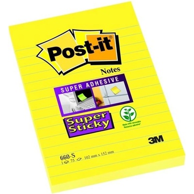 3M Bloček Post-it Super Sticky 102x152 žltý linajky