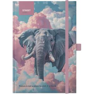 STREET Тетрадка с линийка STREET Animals Edition Elephant A/5 96 страници с гумена твърда корица 778132 (778132)