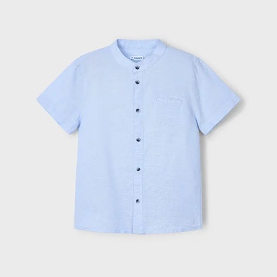 MAYORAL Риза къс ръкав полу яка лен в син цвят за мини момче Майорал