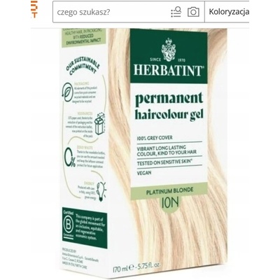 Herbatint Trvalá bylinná barva na vlasy Platinová Blond (10N) 170 ml