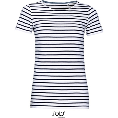 SOL's Collection Tričko Miles Women pruhované krátký rukáv dámské Bílá navy