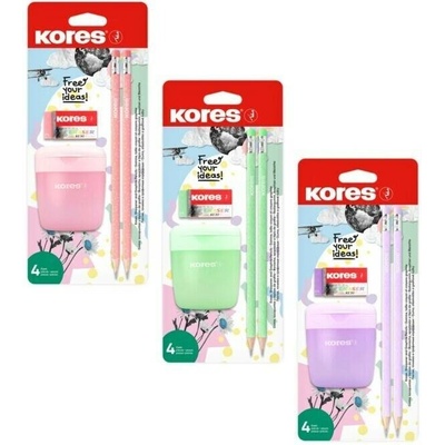 Kores Kores Pastel Set ořezávátko 2 tužky pryž 40317