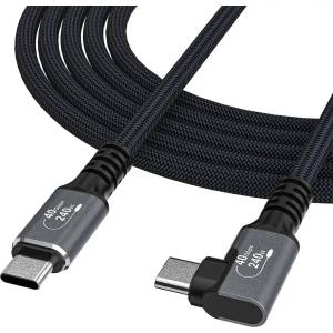 Wozinsky WPS3-UY41S USB-C Thunderbolt 4 240W 1m 4K ъглов кабел - черен (WPS3-UY41S)