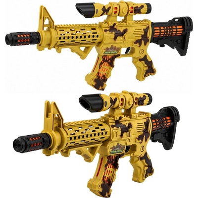 LEAN Toys Hračkárska vojenská puška moro s ďalekohľadom, svetlami a zvukmi 54 cm - 1 kus