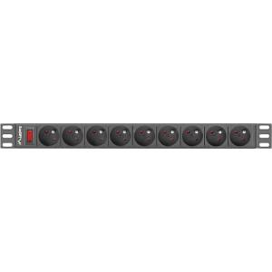 Lanberg power distribution unit (PDU) 19"1U 16A 9 SOCKETS 3M, black (PDU-09E-0300-BK)