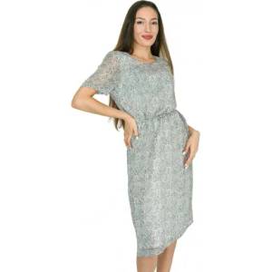mar. fashion Лятна рокля с къс ръкав в сиво и бяло (wt10)