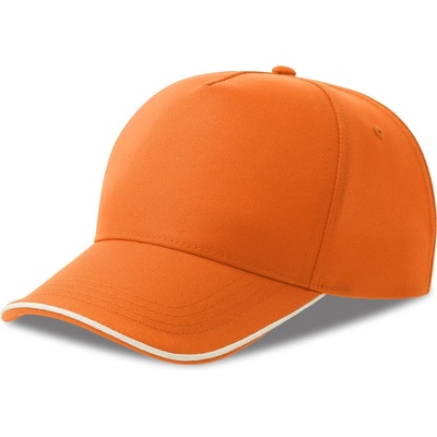 Atlantis Headwear Recy Five Piping 5 panelová sandwich COT33028287199-orange/whit Oranžová/bílá