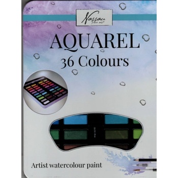 Nassau Akvarelové barvy v kovovém boxu 36 ks