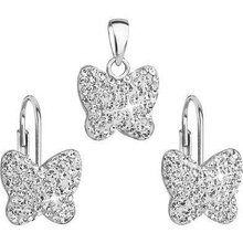 Evolution Group sada šperkov s kryštálmi Preciosa náušnice a prívesok biely motýľ 39144.1 crystal