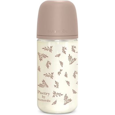 Suavinex skleněná kojenecká láhev Poetry fyziologická krémová 240ml