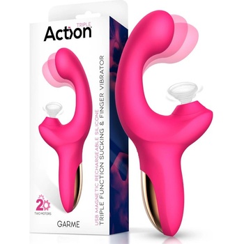 Image 1 of Action Garme Vibe with Sucking and Finger Function Pink