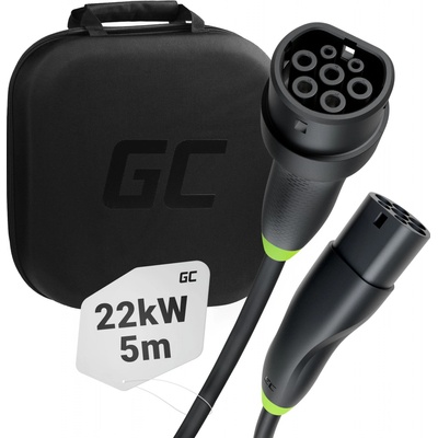 Green Cell Nabíjecí kabel Snap Typ 2 3-fáze 22 kW délka 5 metrů pro Tesla Model 3 S X Y, VW ID.3, ID.4 ID.5, Kia EV6 Audi E-Tron Fiat 500e a jiné | Zboží Auto