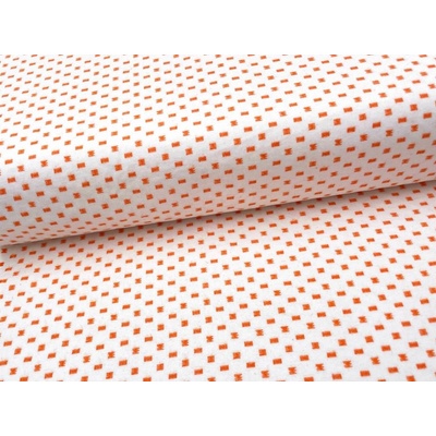 Mirtex Látka FLANEL 150/14559-1 Drobný vzor oranžový šíře 150cm Ceník: METRÁŽ: od 1 metrů
