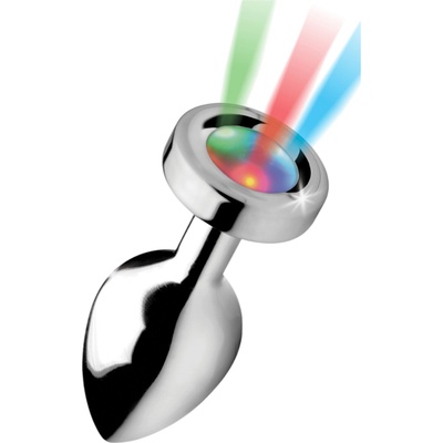 XR Brands Booty Sparks - светещ анален плъг - среден (сребрист)