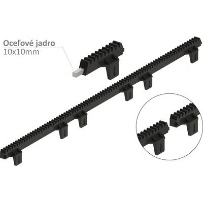 Hrebeň nylon 27 x 18 x 1000 mm, max do 800 kg