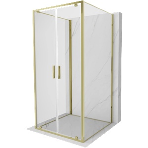 Mexen Exo-BR Duo 3S 3-стенна отваряема душ кабина 120 x 120 см, прозрачна, златна (8182-120-120-50-00-3S)
