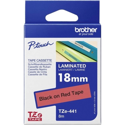 etikety Brother TZe, TZ TZE441 PET Farba pásky: červená Farba písma:čierna 18 mm 8 m