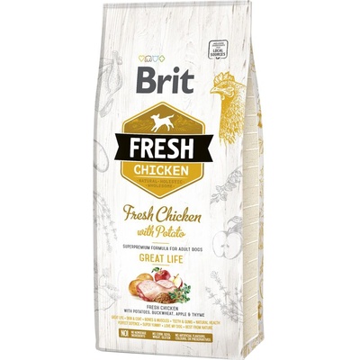 Brit 2х12кг Adult Great Life Brit Fresh, суха храна за кучета - пиле с картофи
