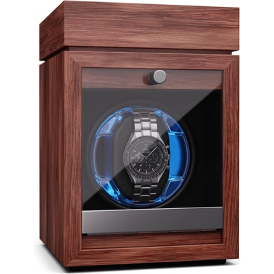 Klarstein Brienz 1, механизъм за навиване на часовници, 1 часовник, 4 режима, дървен вид, синя вътрешна светлина (WW3-UhreTaBrien) (WW3-UhreTaBrien)