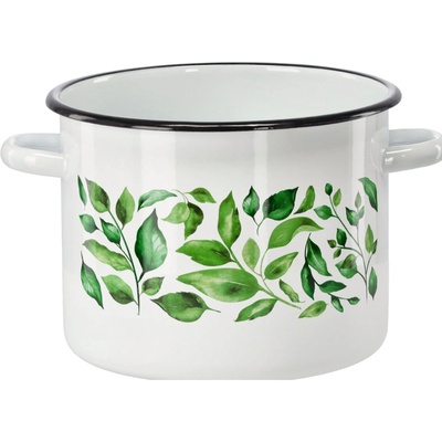 CHOMIK Smaltovaný hrniec 5,5 l 22 cm biely Fikus CH-EMA9235