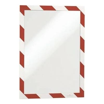 Informačný panel, A4, samolepiaca zadná strana, DURABLE "DURAFRAME SECURITY", červený-biely