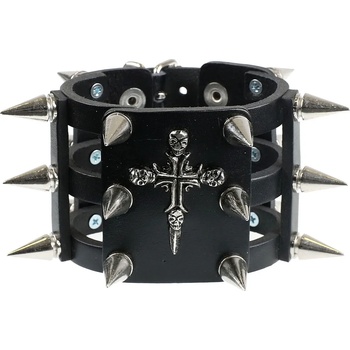 Image 1 of Leather & steel fashion Гривна Cross Skull - LSF1 36