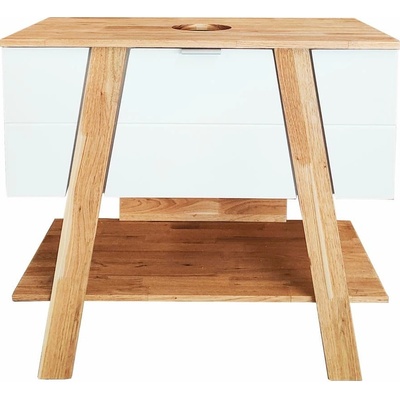 Naturel Koupelnová skříňka pod umyvadlo na desku Naturel Home 80x73x46 cm ořech/bílá mat HOMEUMDB HOMEUMDB