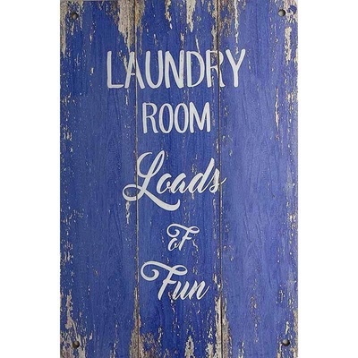 Drevená Ceduľa Laudry Room blue