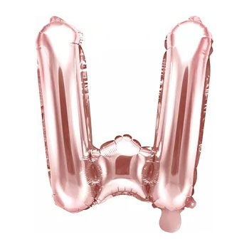 PartyDeco Балон от фолио Mini - Буква W 35см розово златен