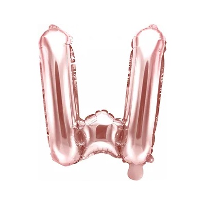 PartyDeco Балон от фолио Mini - Буква W 35см розово златен