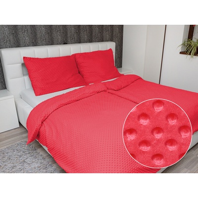 Biante Hrejivé obliečky Minky 3D bodky MKP-019 Jahodové červené 140x200 70x90