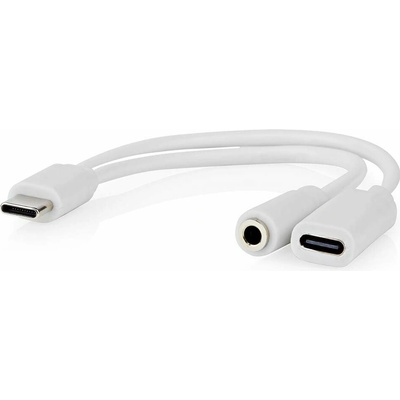 Nedis CCGB64922WT01 USB-C adaptér/ USB-C zástrčka - USB-C zásuvka / 3,5 mm jack zásuvka 10cm