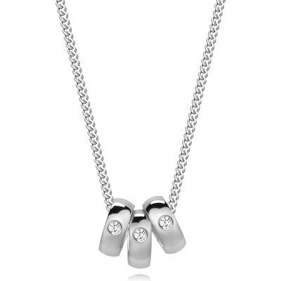 Šperky eshop Diamantový náhrdelník ze stříbra tři prsteny s čirými brilianty T06.04