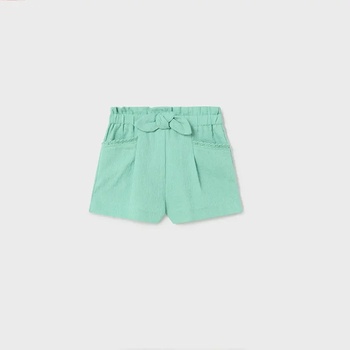 Image 1 of Mayoral Къс панталон в тюркоазен цвят за бебе момиче Mayoral с джобчета и декоративна панделка